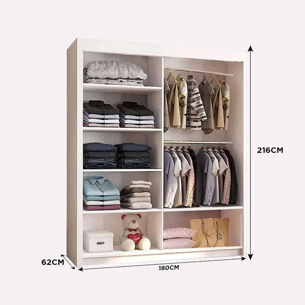 Lyon New Sliding Door wardrobe | Black, White, Grey Color | Multiple Sizes Available