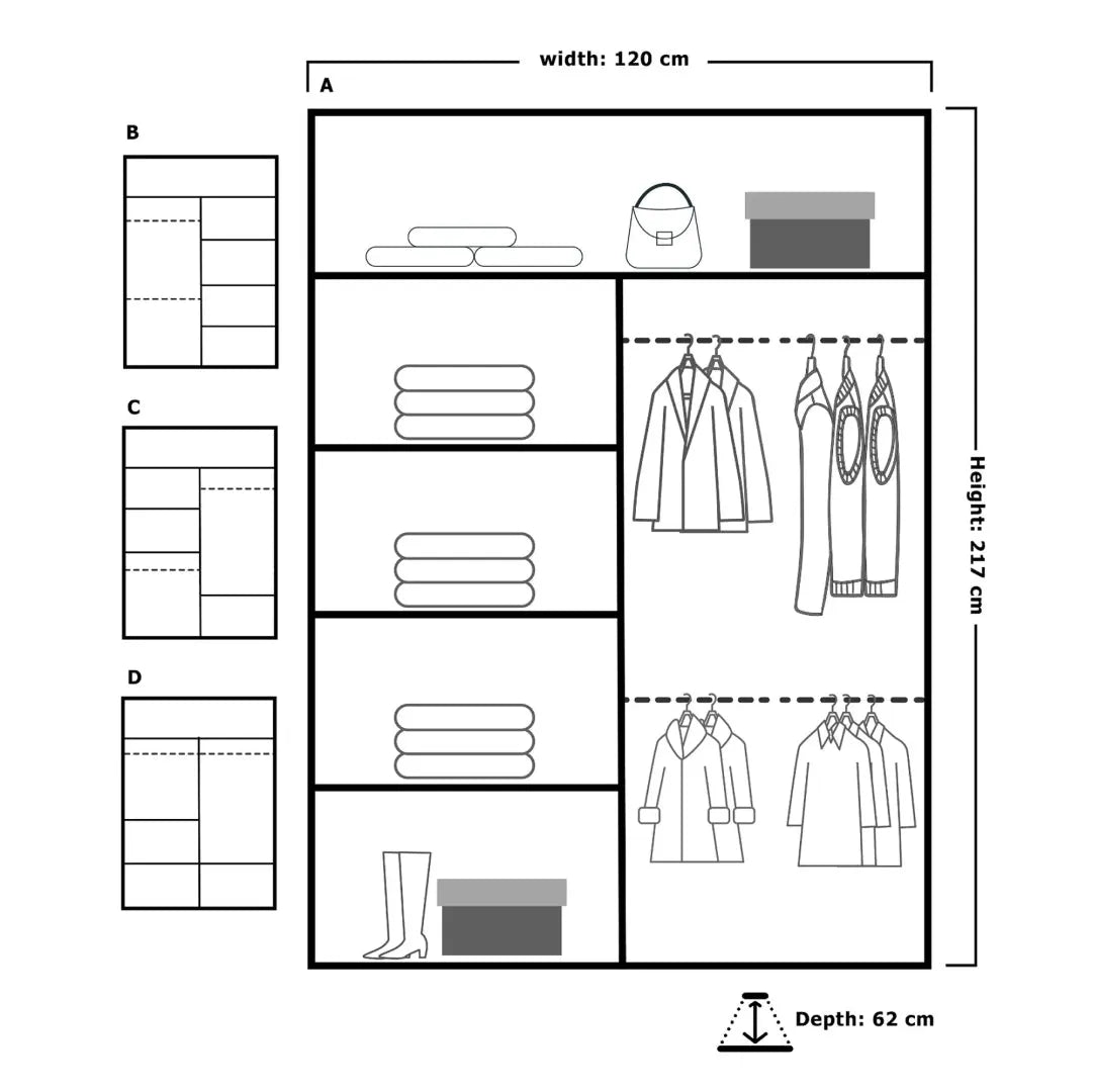 Oslo Sliding Door Wardrobe | White, Black, Grey Colors | Multiple Sizes