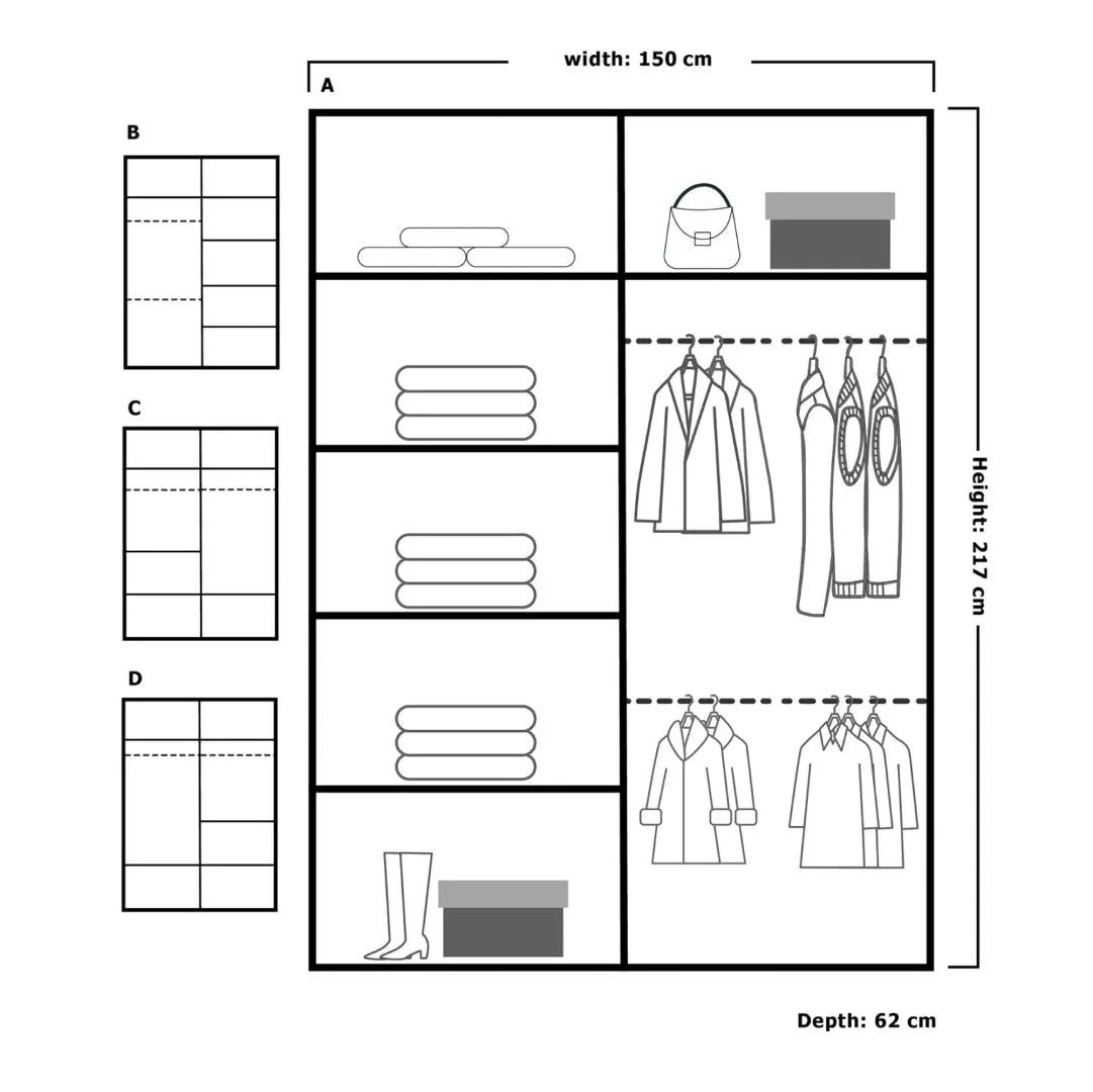 Oslo Sliding Door Wardrobe | White, Black, Grey Colors | Multiple Sizes