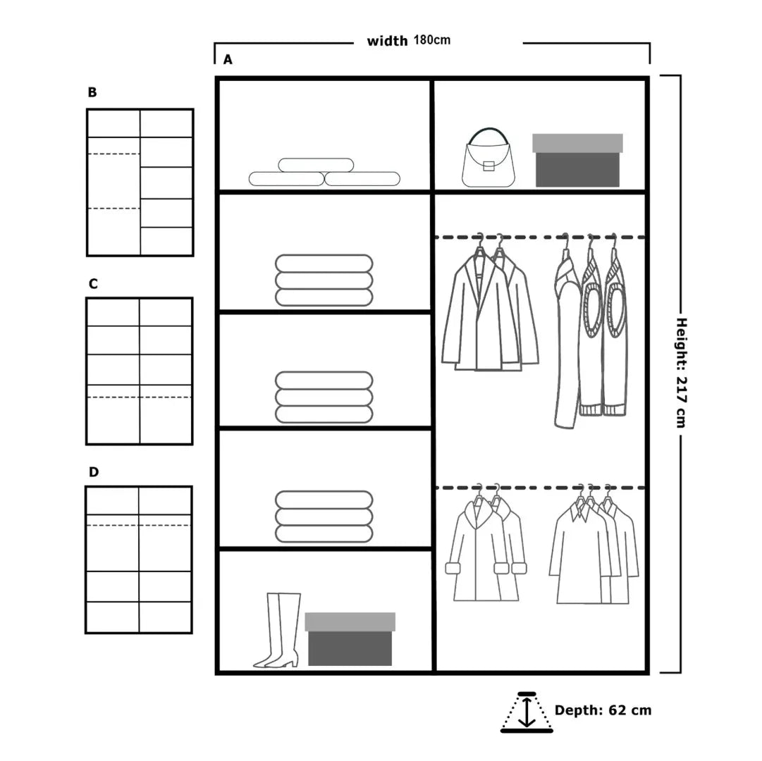 Oslo Sliding Door Wardrobe | White, Black, Grey Colors | Multiple Sizes