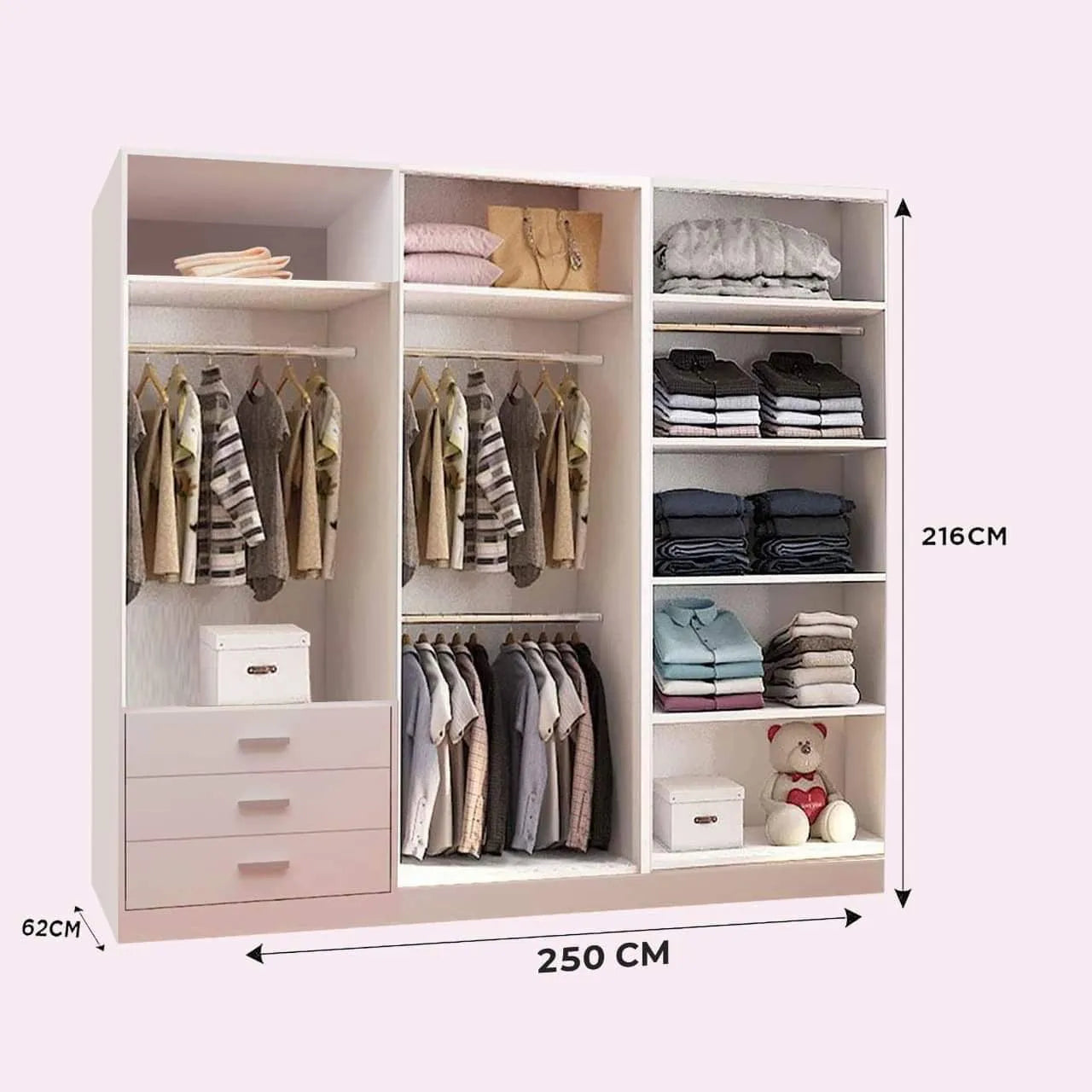 Lyon New Sliding Door wardrobe | Black, White, Grey Color | Multiple Sizes Available