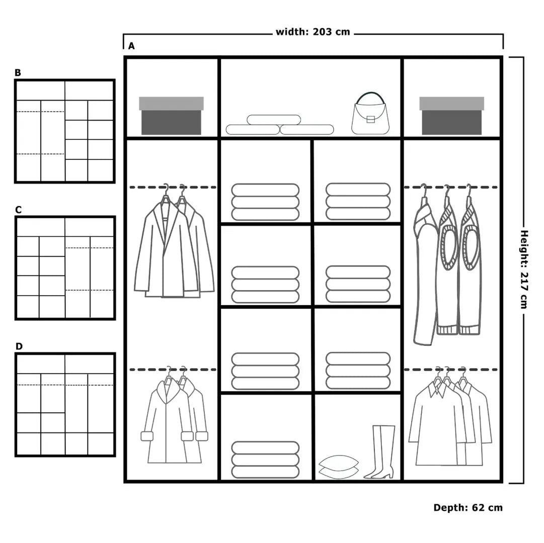 Oslo Sliding Door Wardrobe | White, Black, Grey Colors | Multiple Sizes