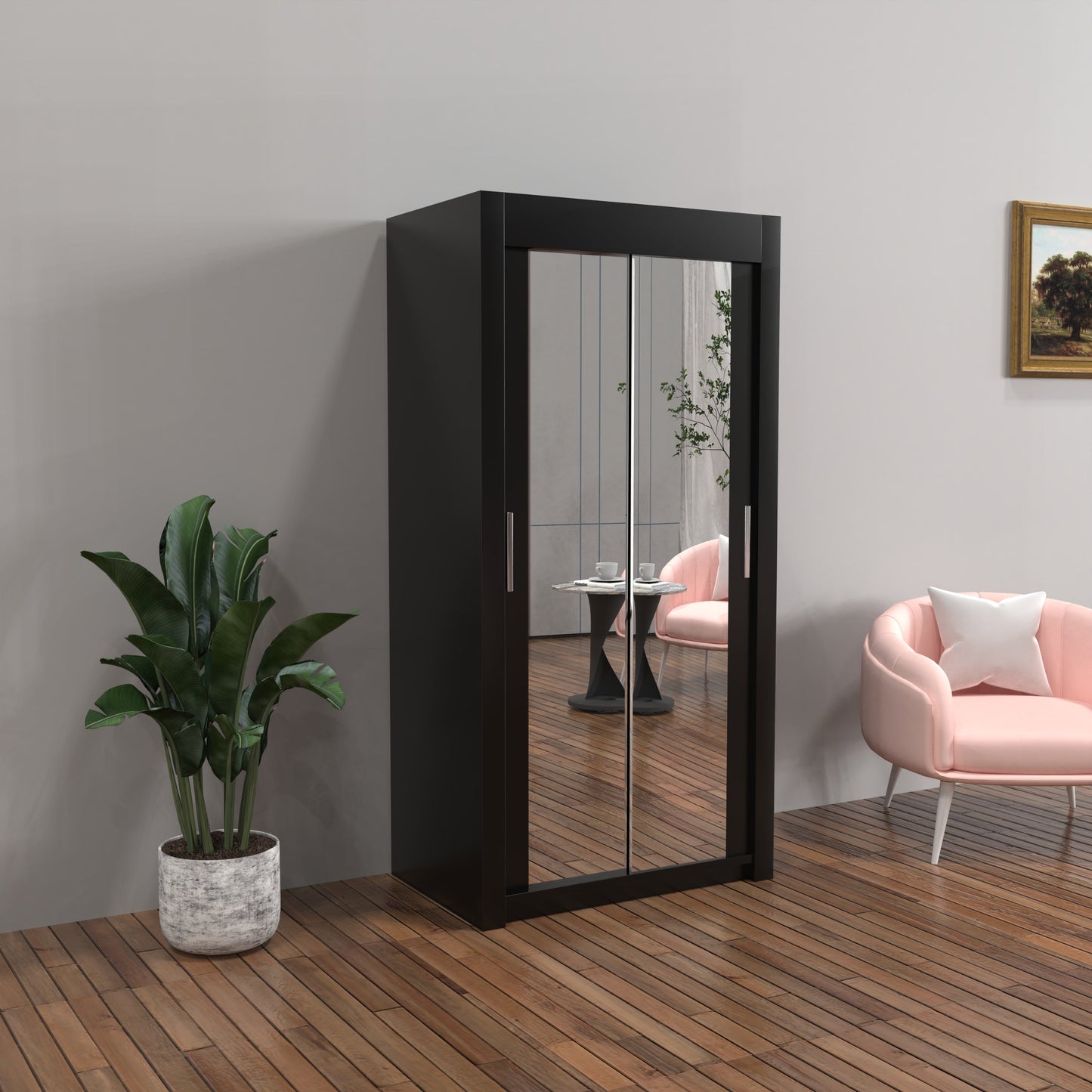 Milan Sliding Door Wardrobe in White, Black,Grey Colors | Multiple sizes Available