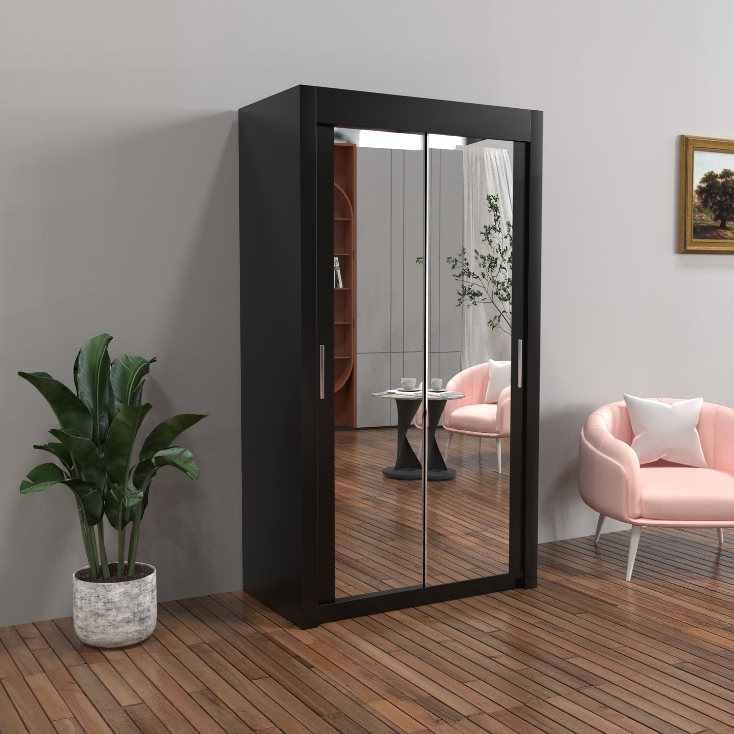 Milan Sliding Door Wardrobe in White, Black,Grey Colors | Multiple sizes Available