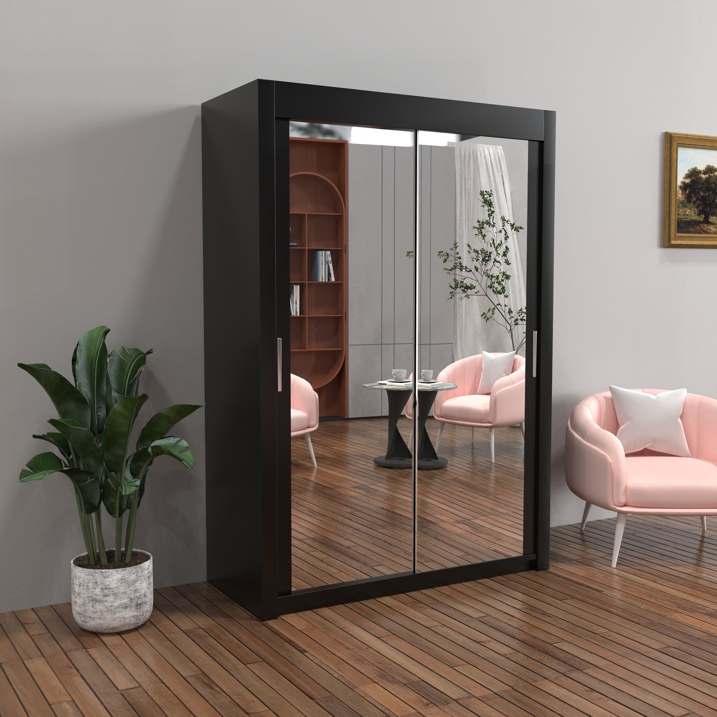 Milan Sliding Door Wardrobe in White, Black,Grey Colors | Multiple sizes Available