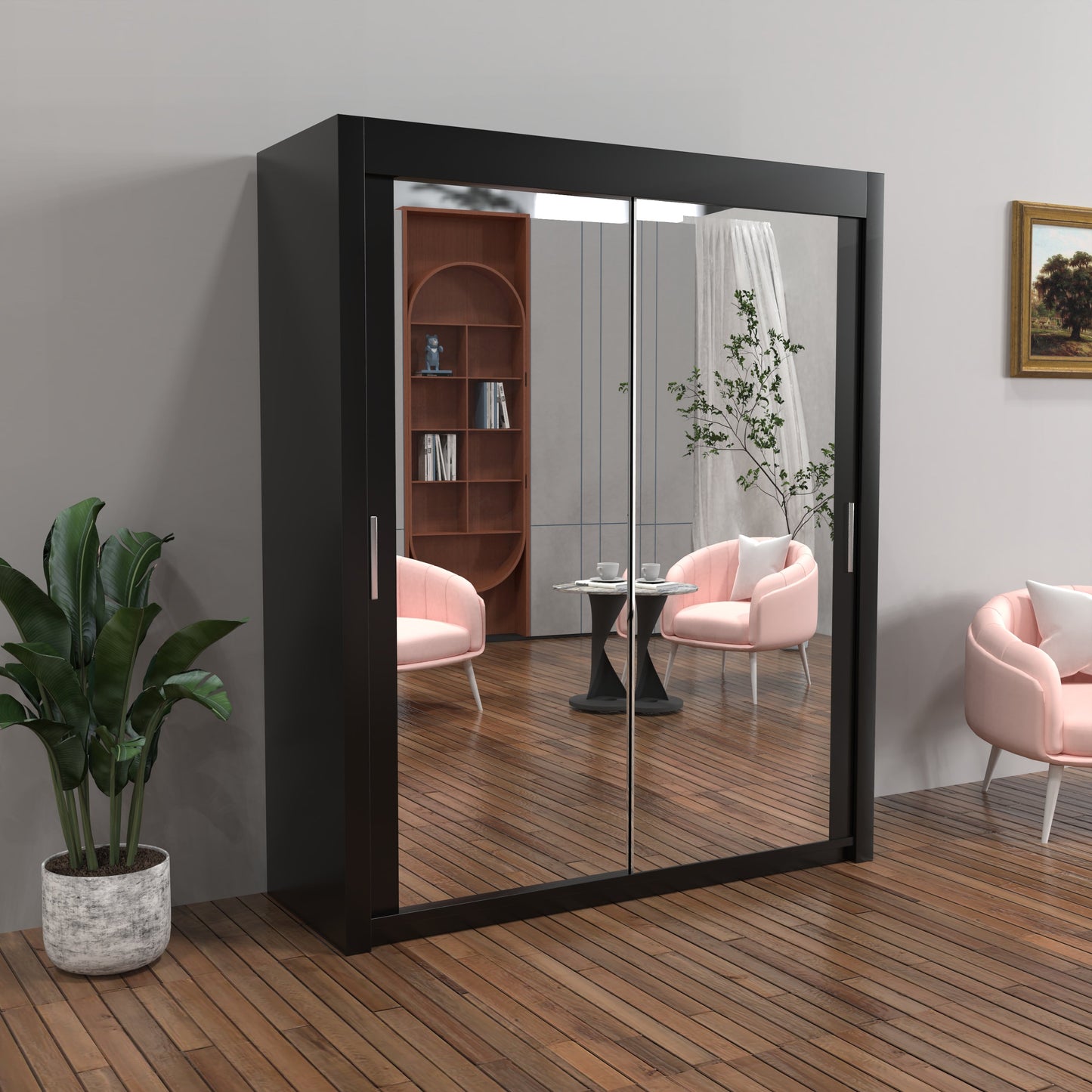 Milan Sliding Door Wardrobe in White, Black,Grey Colors | Multiple sizes Available