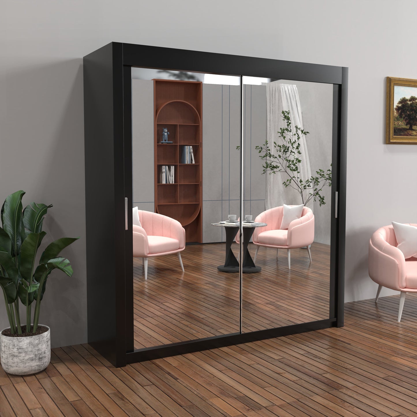 Milan Sliding Door Wardrobe in White, Black,Grey Colors | Multiple sizes Available