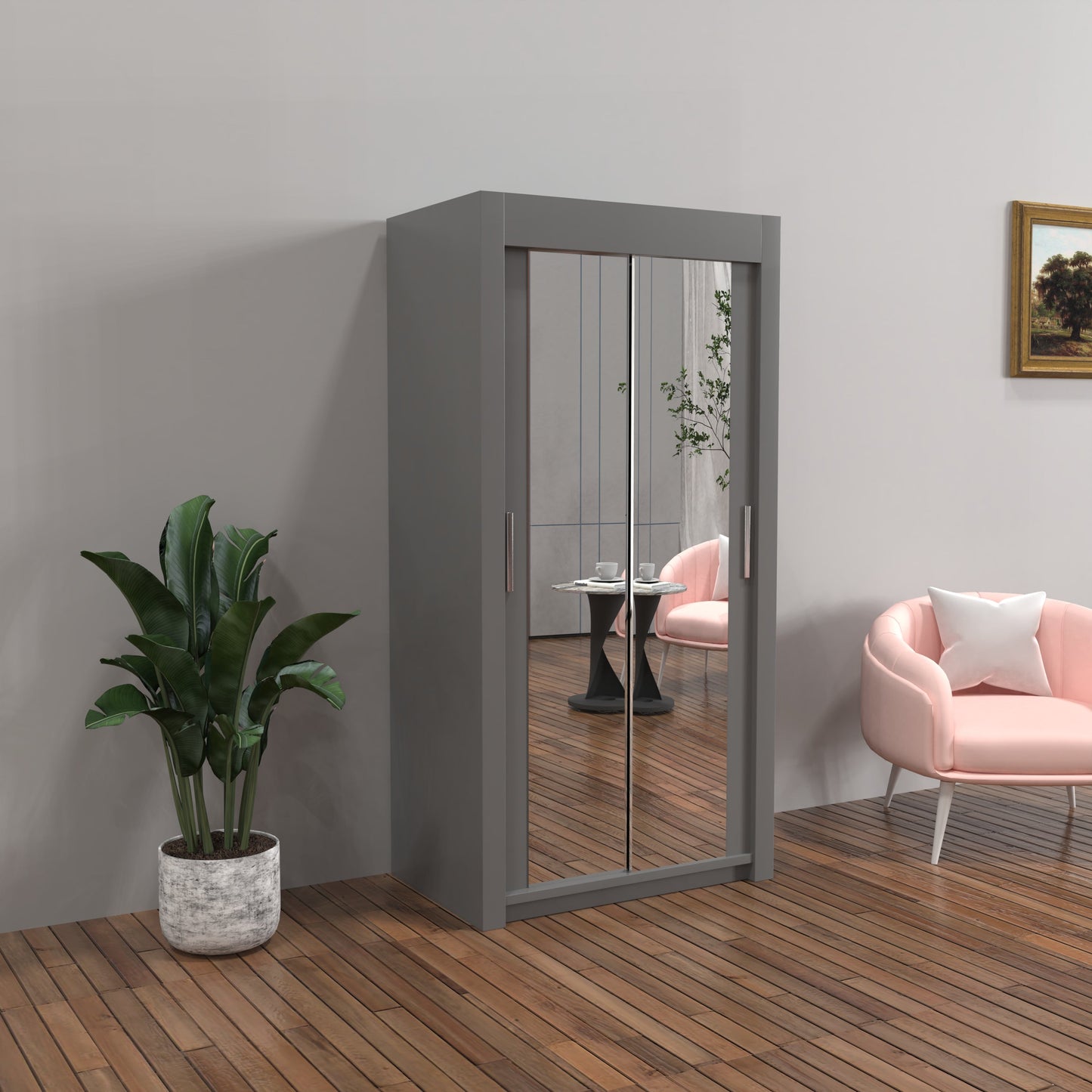 Milan Sliding Door Wardrobe in White, Black,Grey Colors | Multiple sizes Available