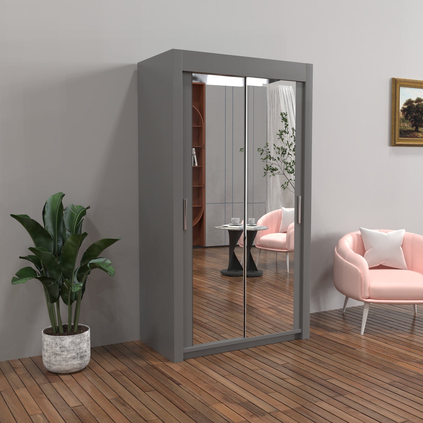 Milan Sliding Door Wardrobe in White, Black,Grey Colors | Multiple sizes Available