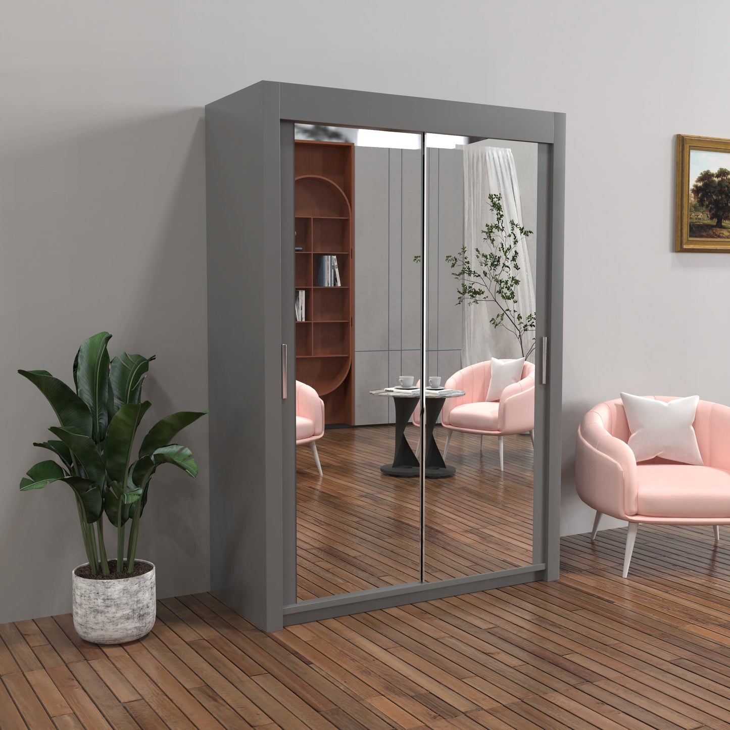 Milan Sliding Door Wardrobe in White, Black,Grey Colors | Multiple sizes Available