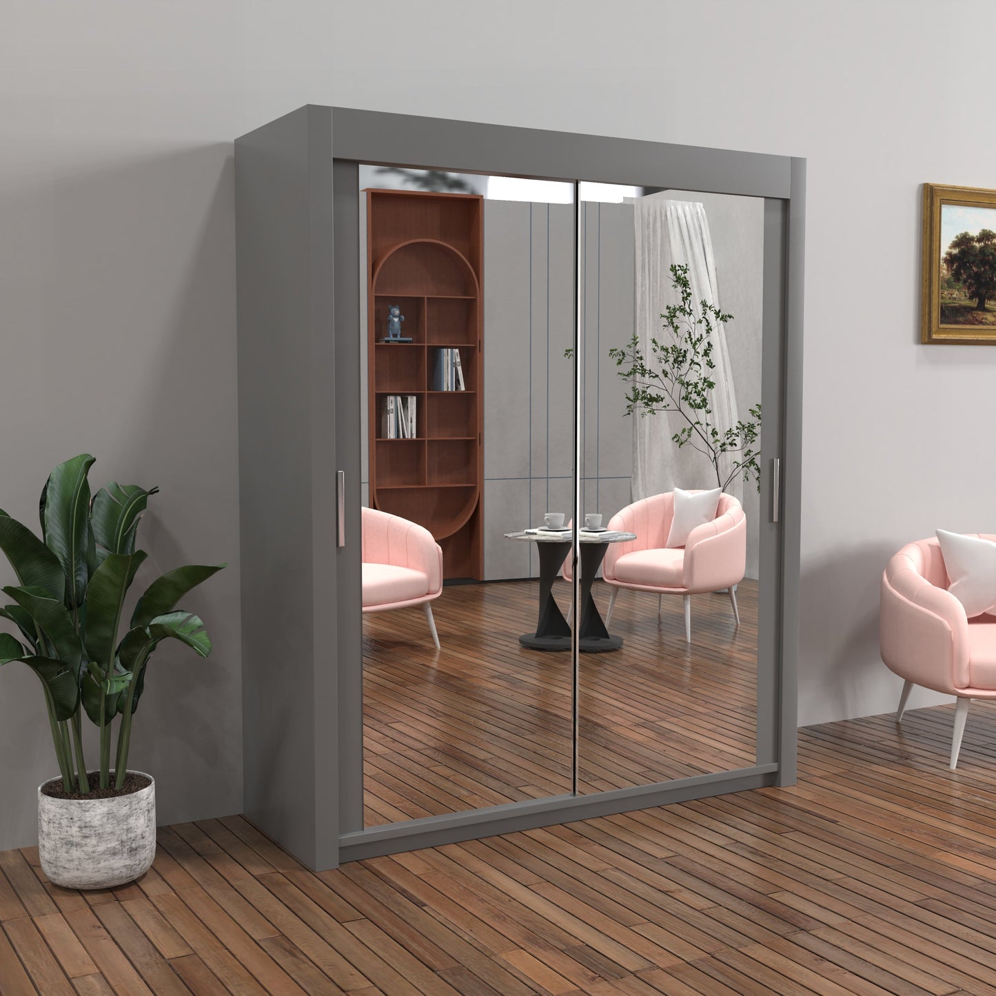 Milan Sliding Door Wardrobe in White, Black,Grey Colors | Multiple sizes Available