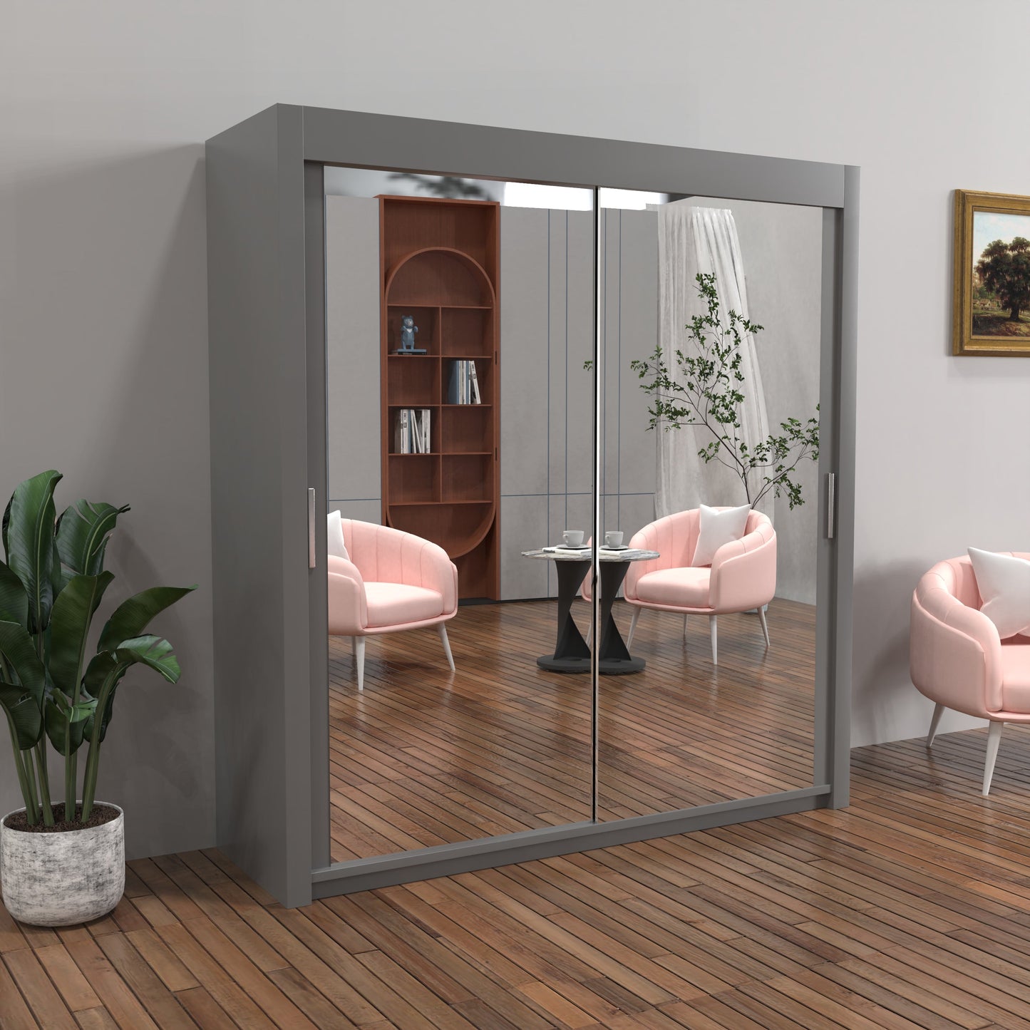 Milan Sliding Door Wardrobe in White, Black,Grey Colors | Multiple sizes Available