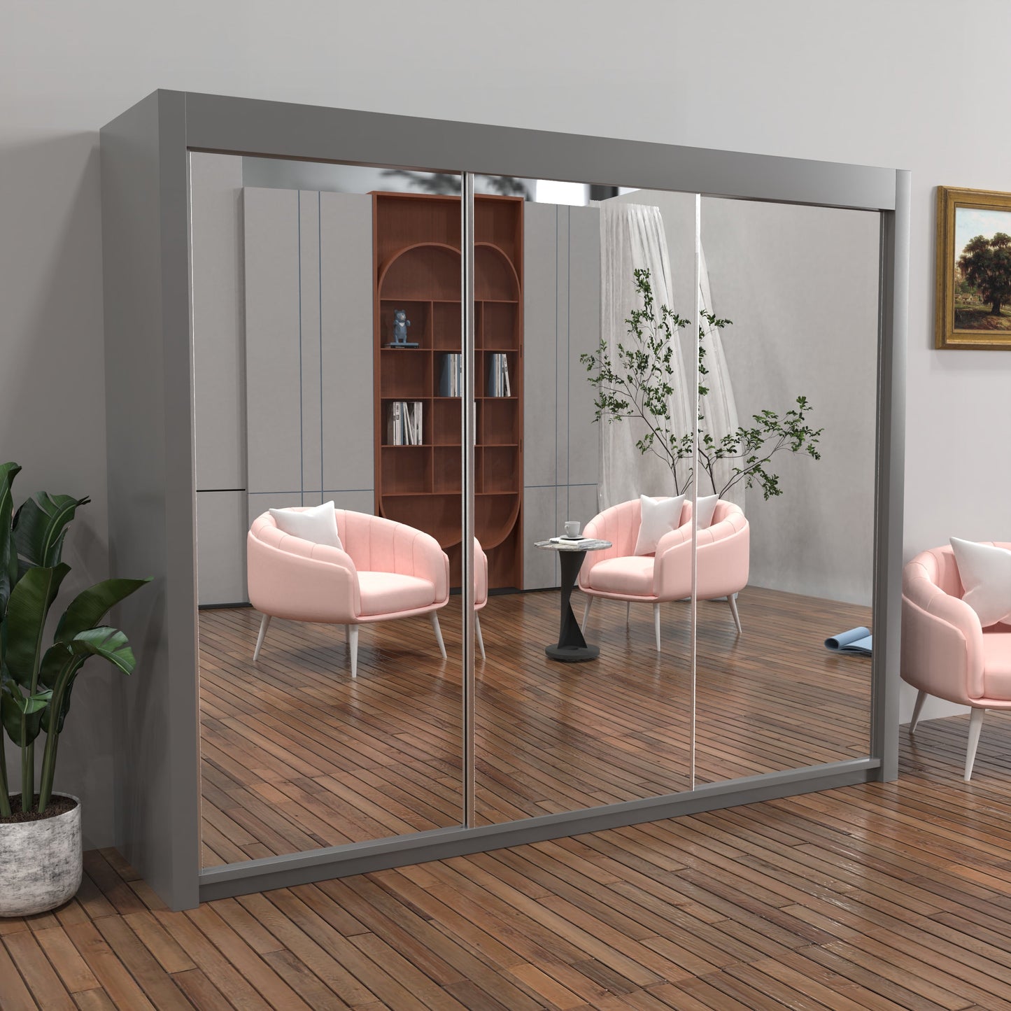 Milan Sliding Door Wardrobe in White, Black,Grey Colors | Multiple sizes Available