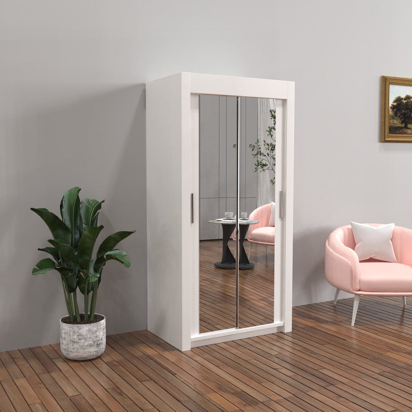 Milan Sliding Door Wardrobe in White, Black,Grey Colors | Multiple sizes Available