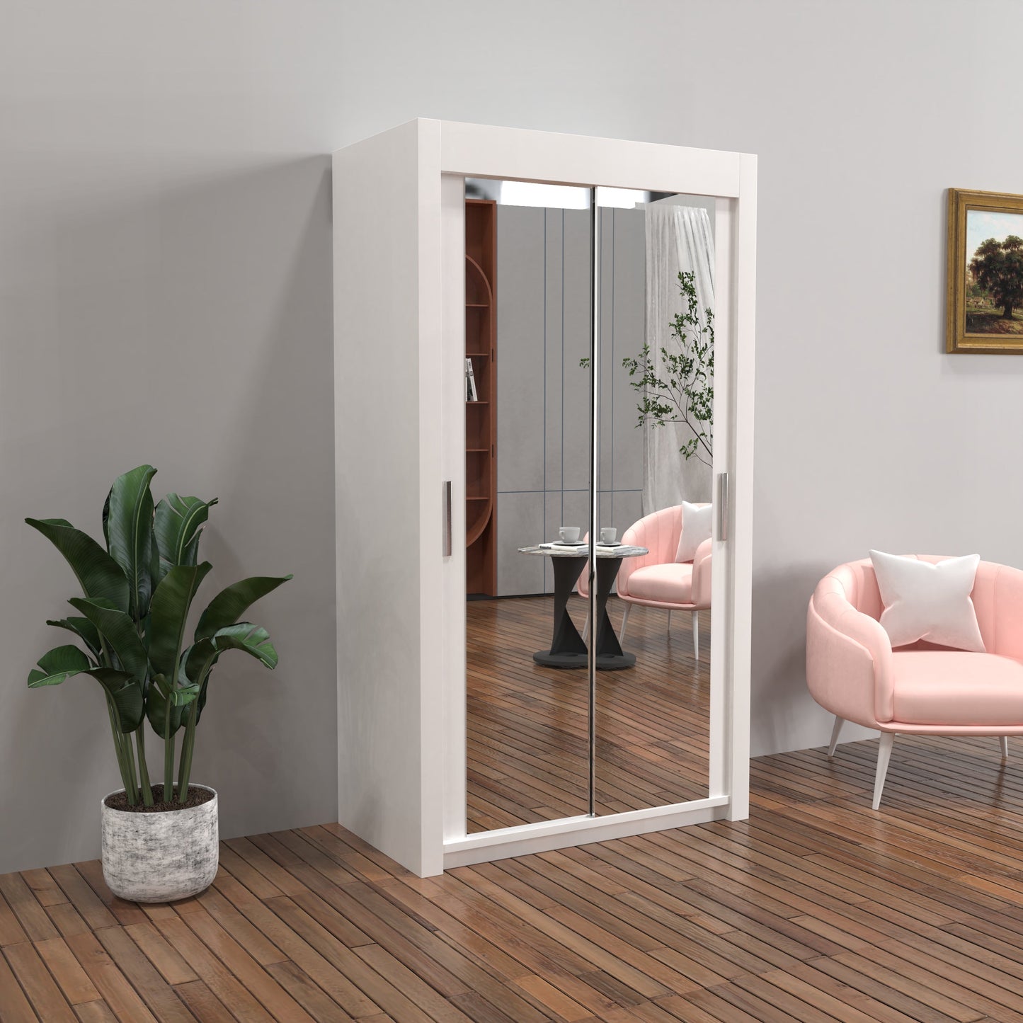 Milan Sliding Door Wardrobe in White, Black,Grey Colors | Multiple sizes Available