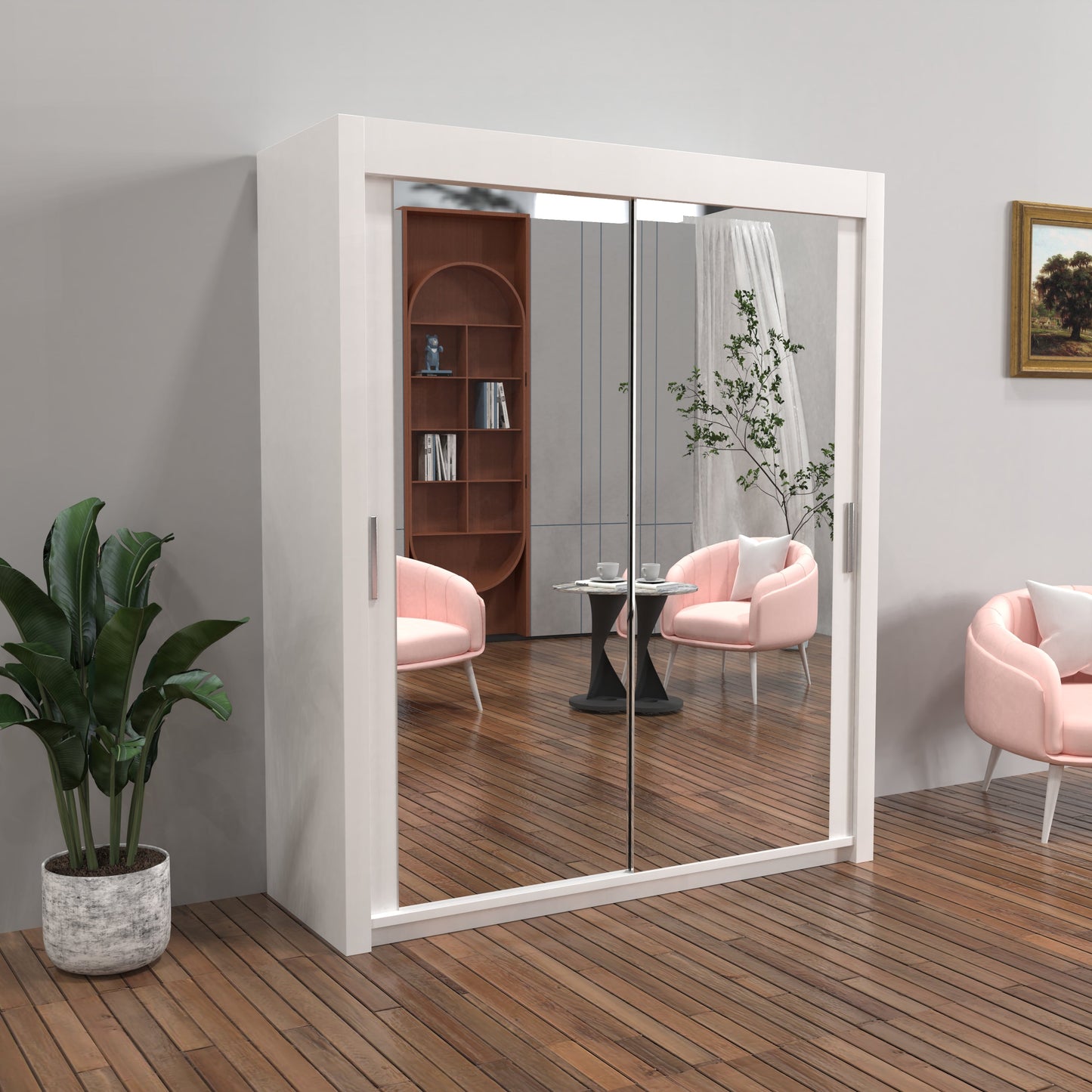 Milan Sliding Door Wardrobe in White, Black,Grey Colors | Multiple sizes Available