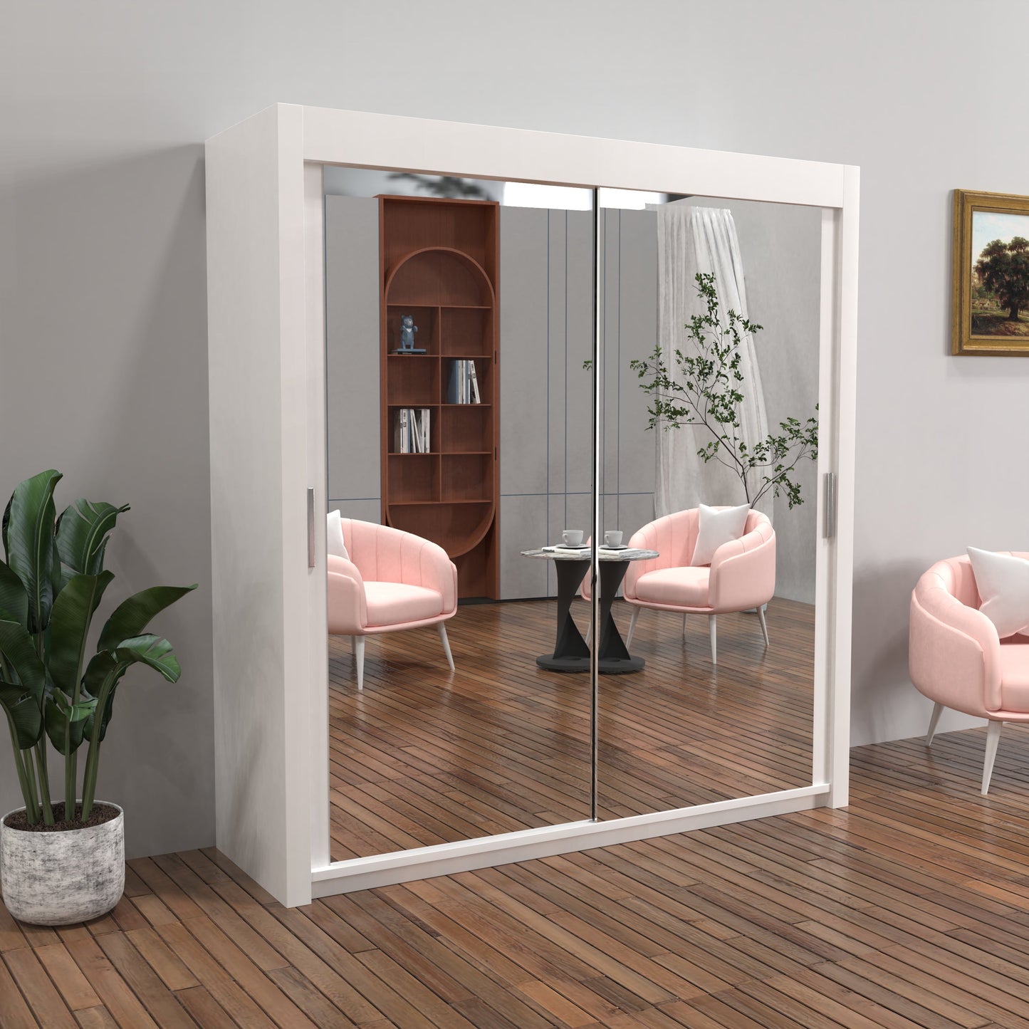 Milan Sliding Door Wardrobe in White, Black,Grey Colors | Multiple sizes Available
