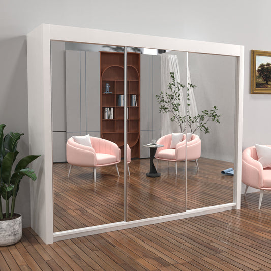 Milan Sliding Door Wardrobe in White, Black,Grey Colors | Multiple sizes Available