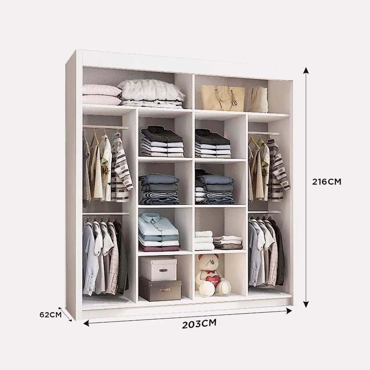 Lyon New Sliding Door wardrobe | Black, White, Grey Color | Multiple Sizes Available