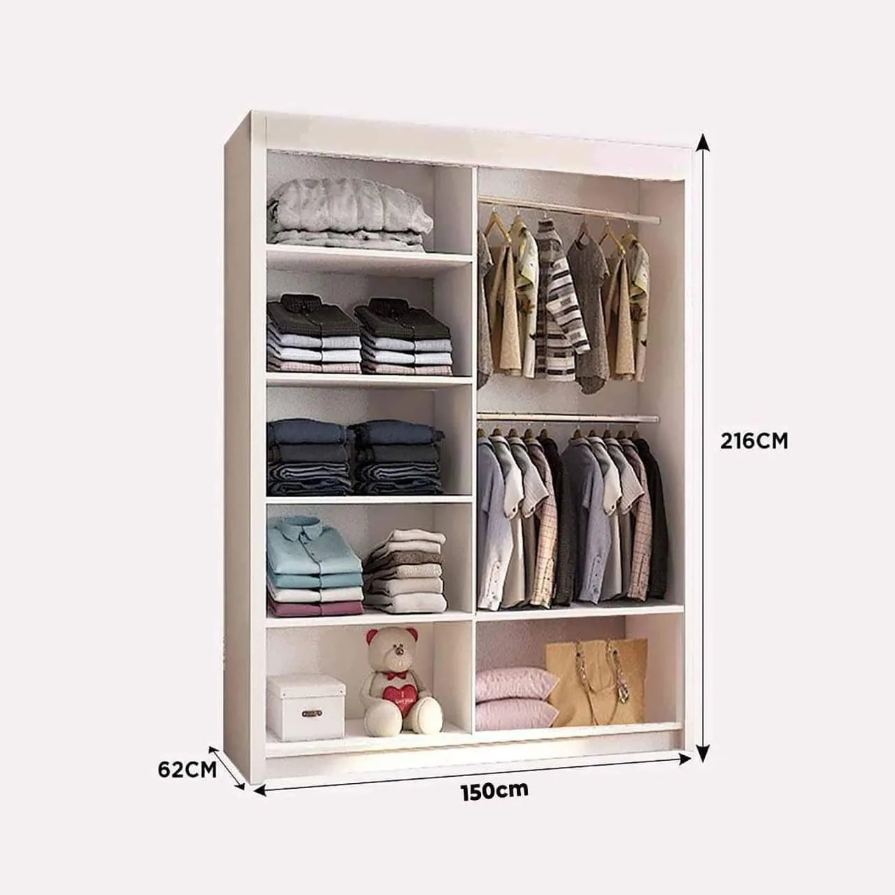Lyon New Sliding Door wardrobe | Black, White, Grey Color | Multiple Sizes Available
