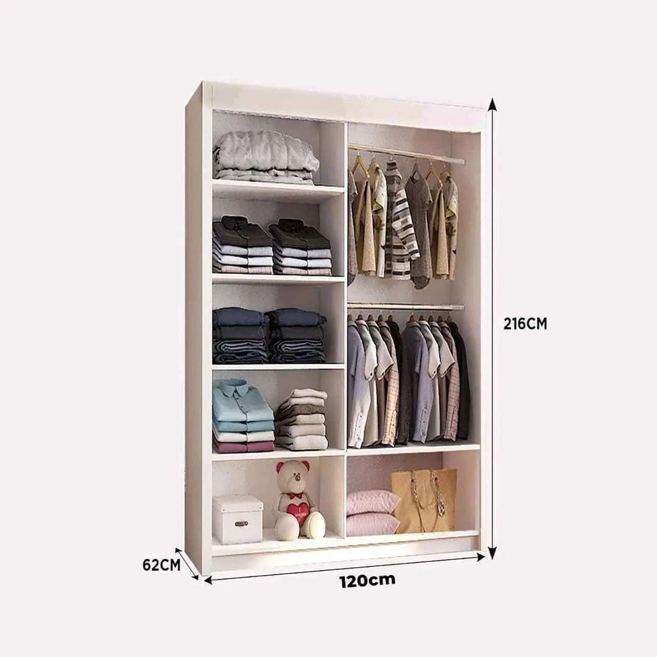 Lyon New Sliding Door wardrobe | Black, White, Grey Color | Multiple Sizes Available