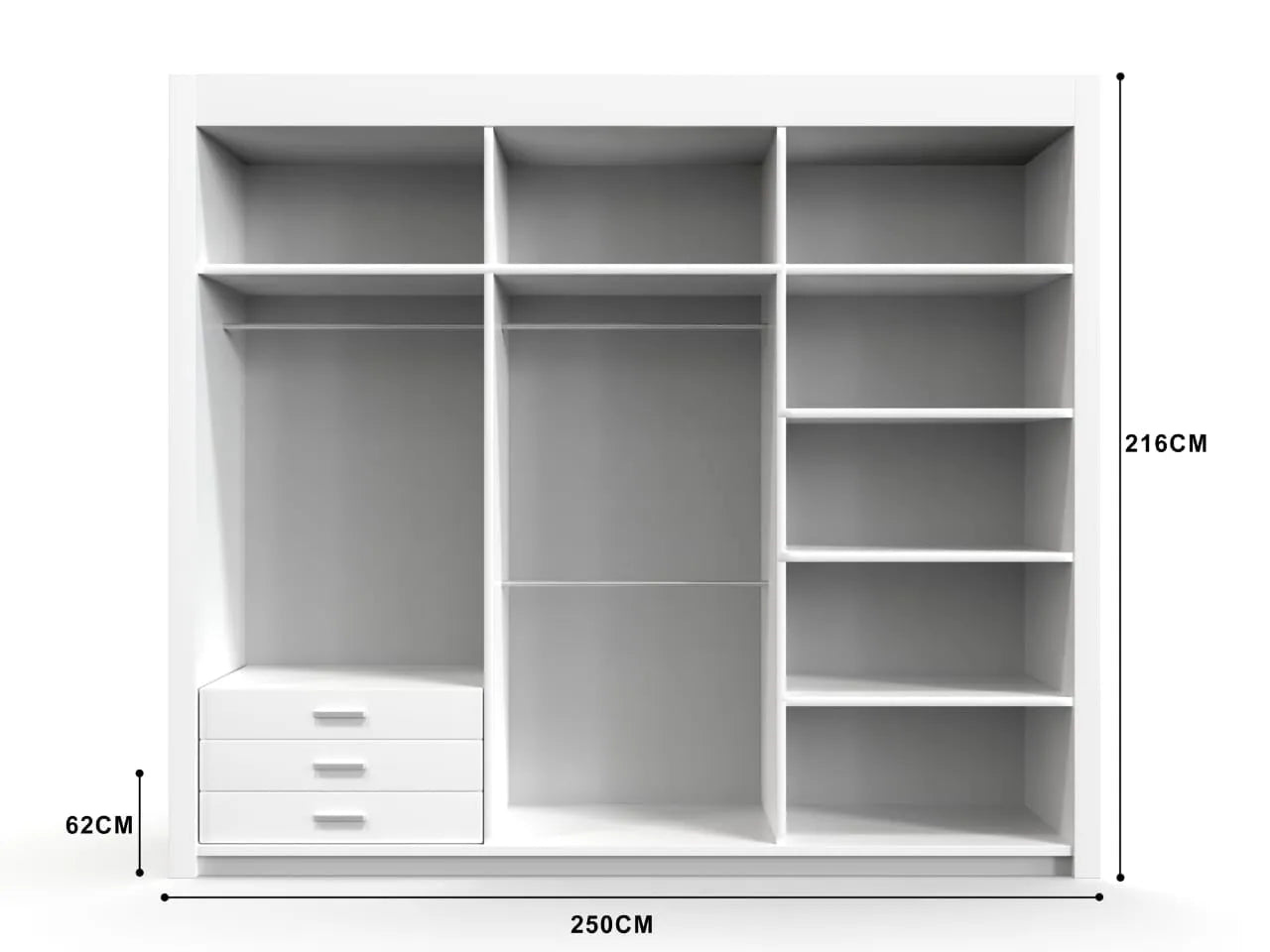 Milan Sliding Door Wardrobe in White, Black,Grey Colors | Multiple sizes Available