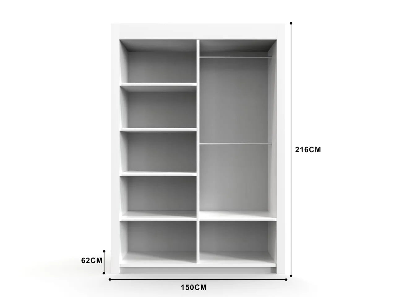 Milan Sliding Door Wardrobe in White, Black,Grey Colors | Multiple sizes Available