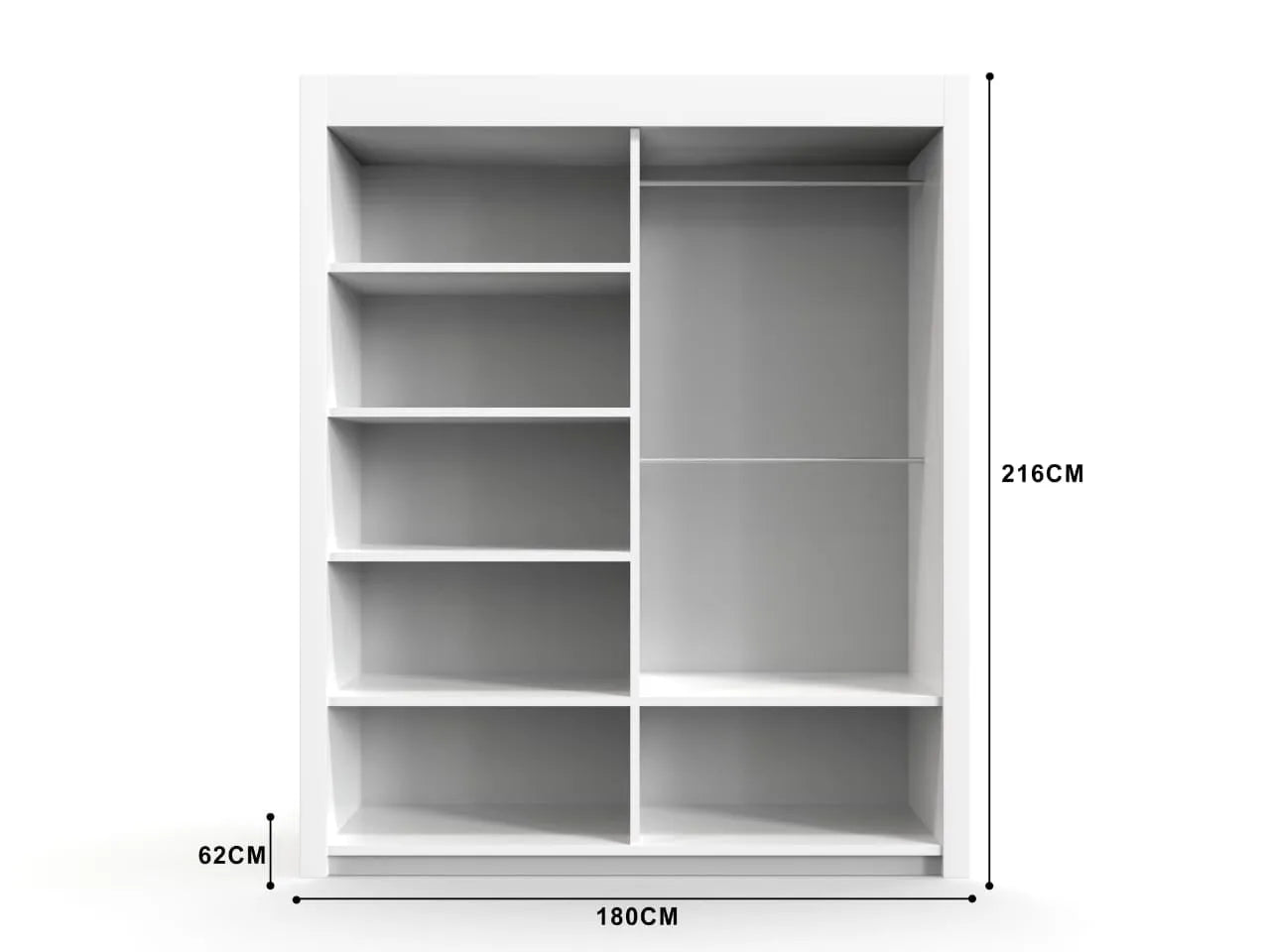 Milan Sliding Door Wardrobe in White, Black,Grey Colors | Multiple sizes Available