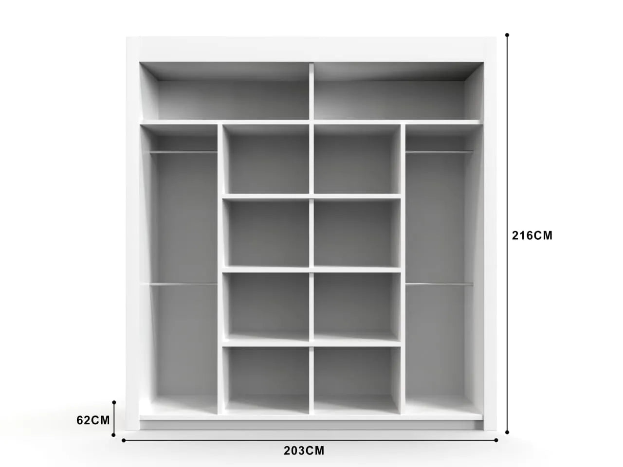 Milan Sliding Door Wardrobe in White, Black,Grey Colors | Multiple sizes Available