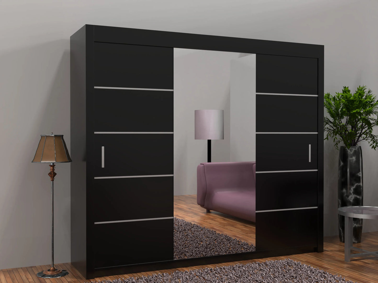 Oslo Sliding Door Wardrobe | White, Black, Grey Colors | Multiple Sizes