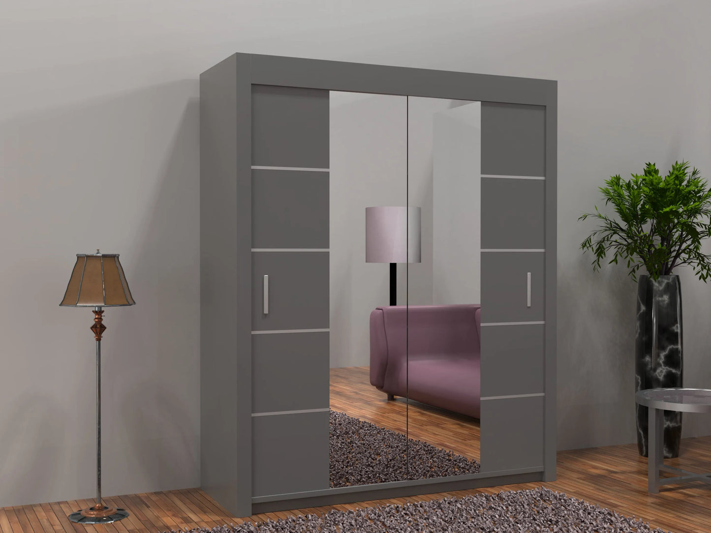 Oslo Sliding Door Wardrobe | White, Black, Grey Colors | Multiple Sizes