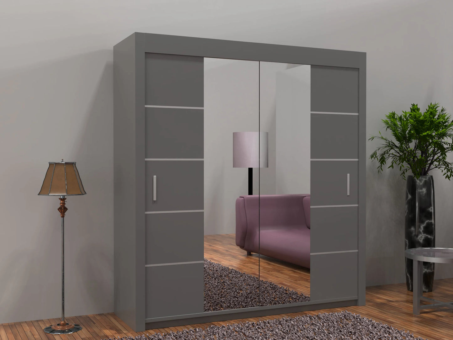 Oslo Sliding Door Wardrobe | White, Black, Grey Colors | Multiple Sizes