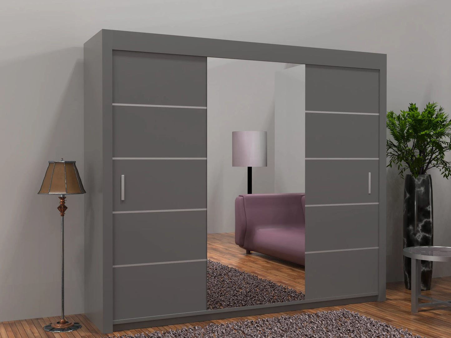Oslo Sliding Door Wardrobe | White, Black, Grey Colors | Multiple Sizes
