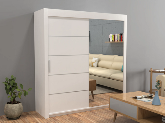 Lyon New Sliding Door wardrobe | Black, White, Grey Color | Multiple Sizes Available